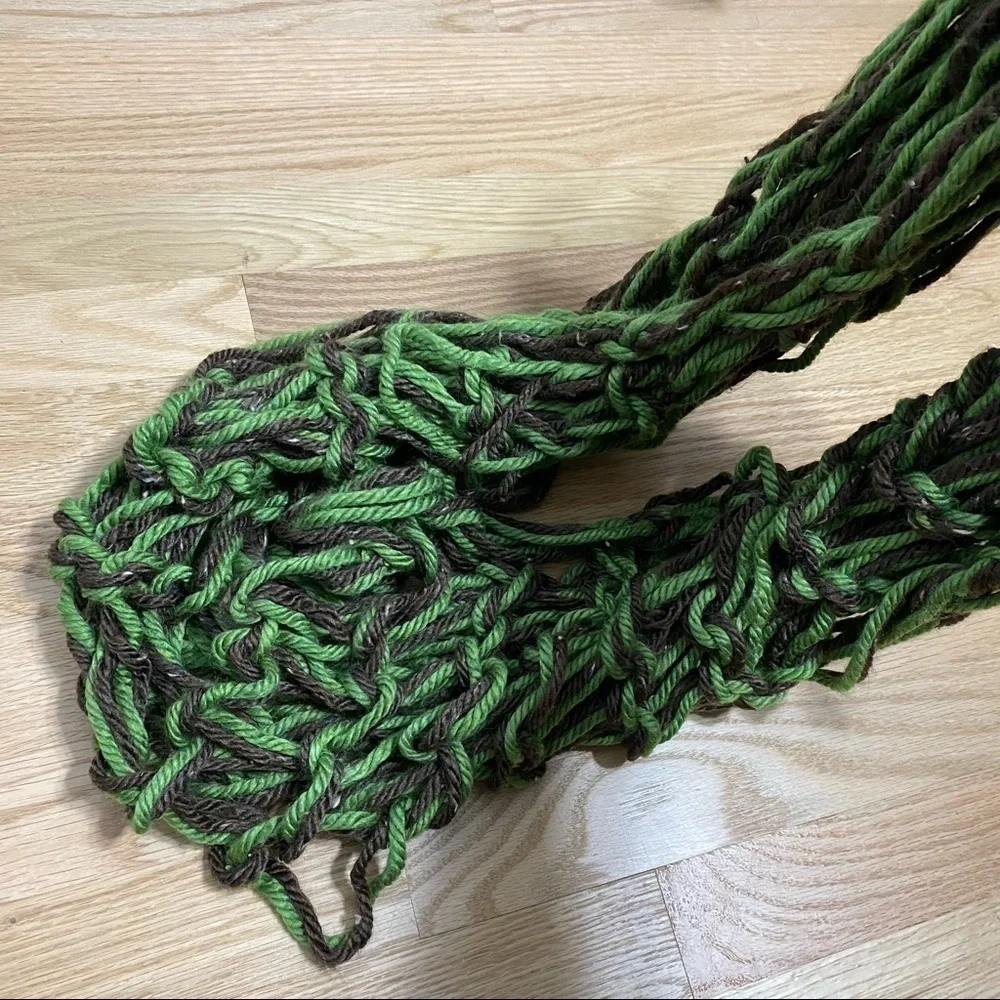 Rope Yarn Scarf Women’s Green Brown Boho